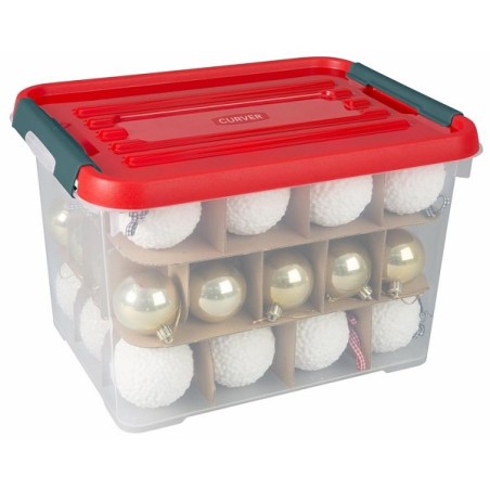 Curver Boîte de rangement pour boules de Noël Handy+ 20L 29x39xh25cm (hors boules)