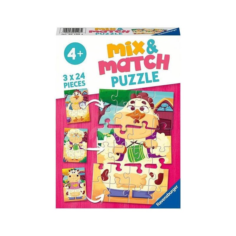 Ravensburger Mix&Match puzzle Amis de la ferme 3x24 pièces