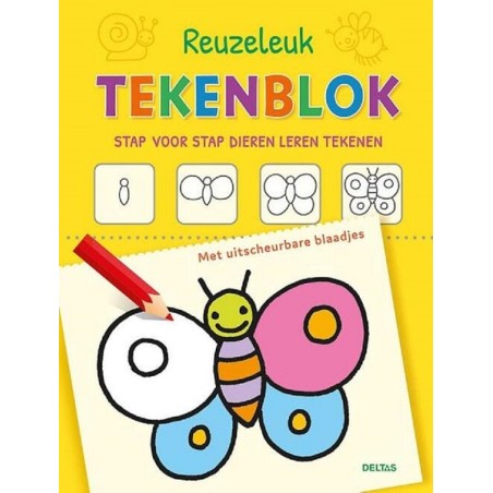 Deltas Reuzeleuk tekenblok - Stap voor stap dieren leren tekenen