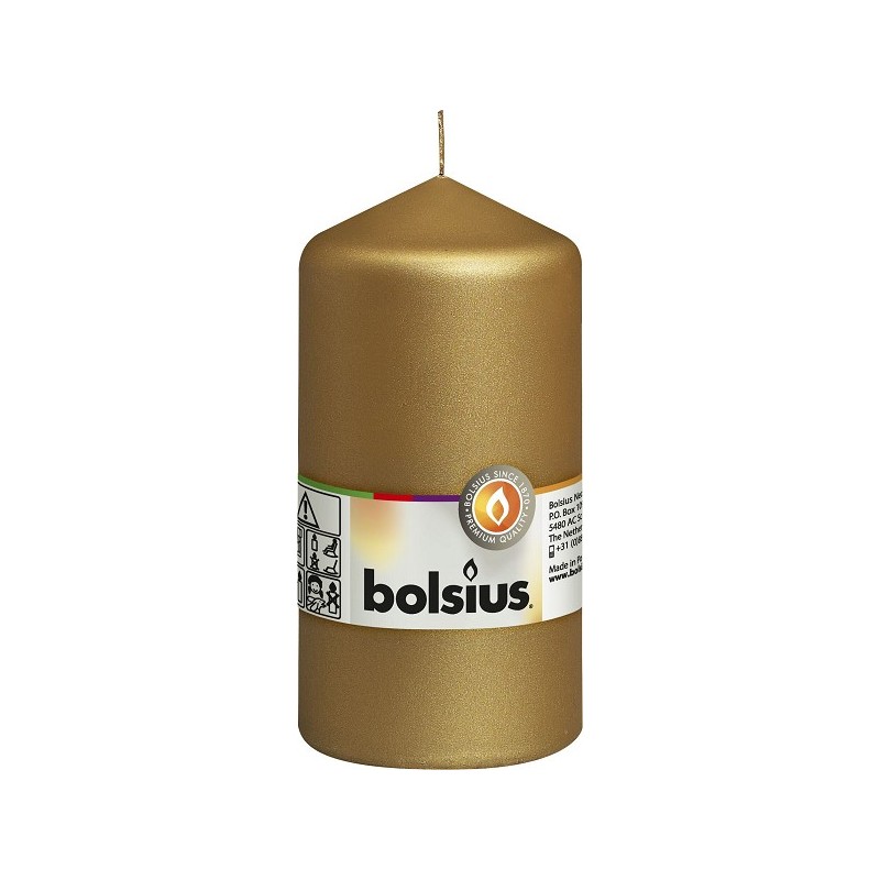 Bougie pilier Bolsius 130/68mm or