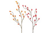 Branche d'églantier Boltze Home Deco environ 60 cm Disponible en Orange ou Rouge