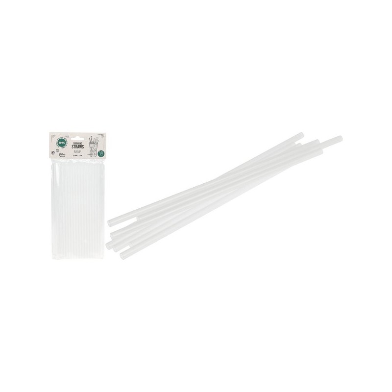 Pailles en plastique 100% réutilisable de 22 cm de long. Emballer 50 pièces
