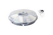 Plat de service avec compartiments et couvercle en plastique Ø33xh9cm gris