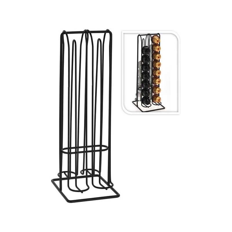 Porte-tasse à café métal noir pour 32 tasses Nespresso 12x10x29cm