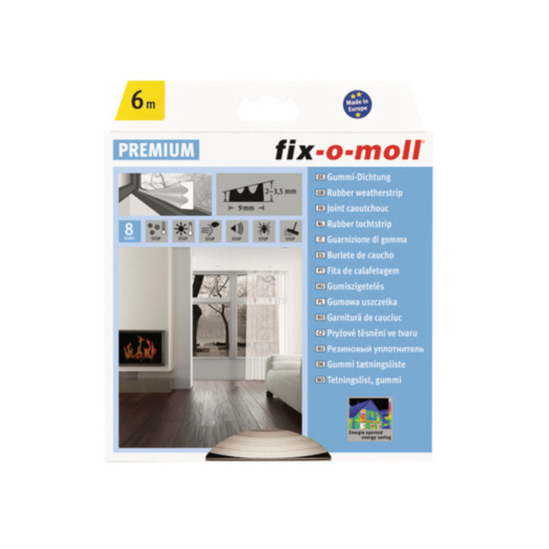 Bande de tirage en caoutchouc Fix-o-moll E-profil autocollant 6m 9x3,5mm