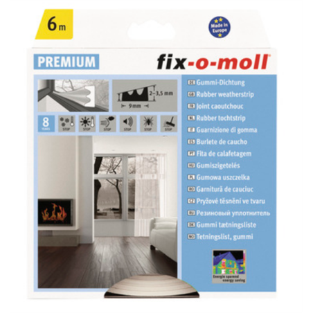 Fix-o-moll rubber tochtstrip E-profiel zelfklevend 6m 9x3,5mm