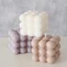 Bougie bulle 6x6xh5,5cm beige/gris/blanc