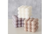 Bougie bulle 6x6xh5,5cm beige/gris/blanc