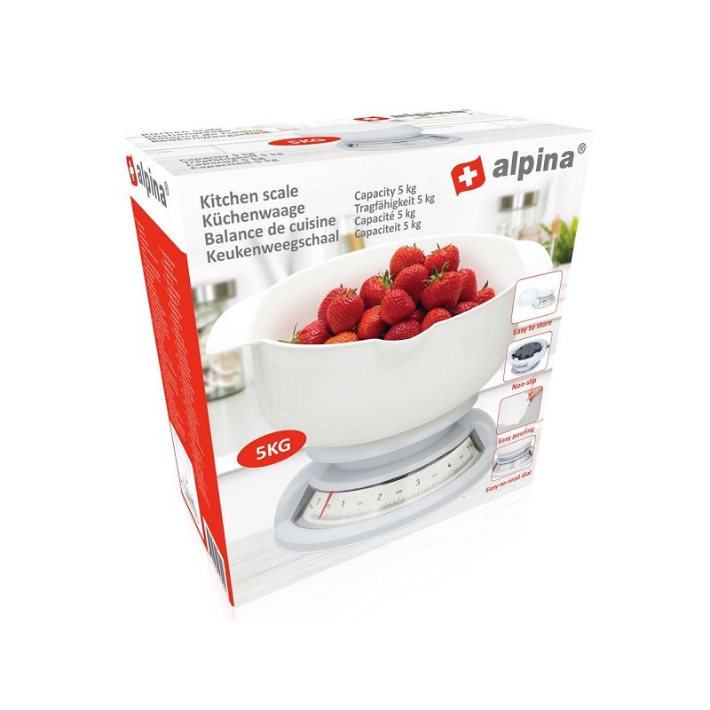 Alpina Keukenweegschaal analoog 5kg met kom
