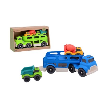 John Toy Jouéco Transporter 33x12x19cm Met 2 Auto&apos;s Bio-plastic