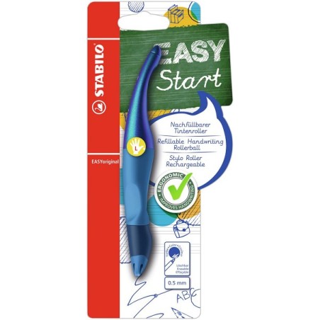 Stabilo Easy original holographique bleu Gaucher