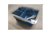 Lunchbox met vouwbare vork 20x15x7cm diepvries- en magnetronbestendig petrolblauw