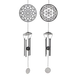 Boltze Home Carillon éolien Chakra métal H98cm gris disponible en 2 motifs différents