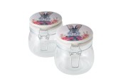 Boltze Home Pot de conservation en verre avec couvercle image lapin Puschel- 450 ml- H11cm Dia 11cm