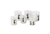 Boltze Home Theelichthouder glas Happy zwart/wit -2 delige set groot en klein
