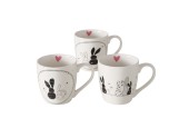 Boltze Home Jumbo Mug Happy Rabbit 400 ml - noir/blanc avec coeur rose