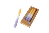 Boltze Home Diner bougies Splash- 4 pièces en boîte- H20cm dia 2.15cm- Dip colorant couleur jaune tendre/lilas