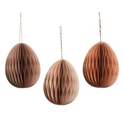 Decoris Hangdeco Oeuf en papier dia6-H7cm - emballé par 2 pièces - disponible en 2x beige, 2x marron ou 2x terra