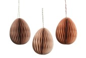 Decoris Hangdeco Ei van papier dia6-H7cm - verpakt per 2 stuks- verkrijgbaar in 2xbeige, 2x bruin of 2x terra