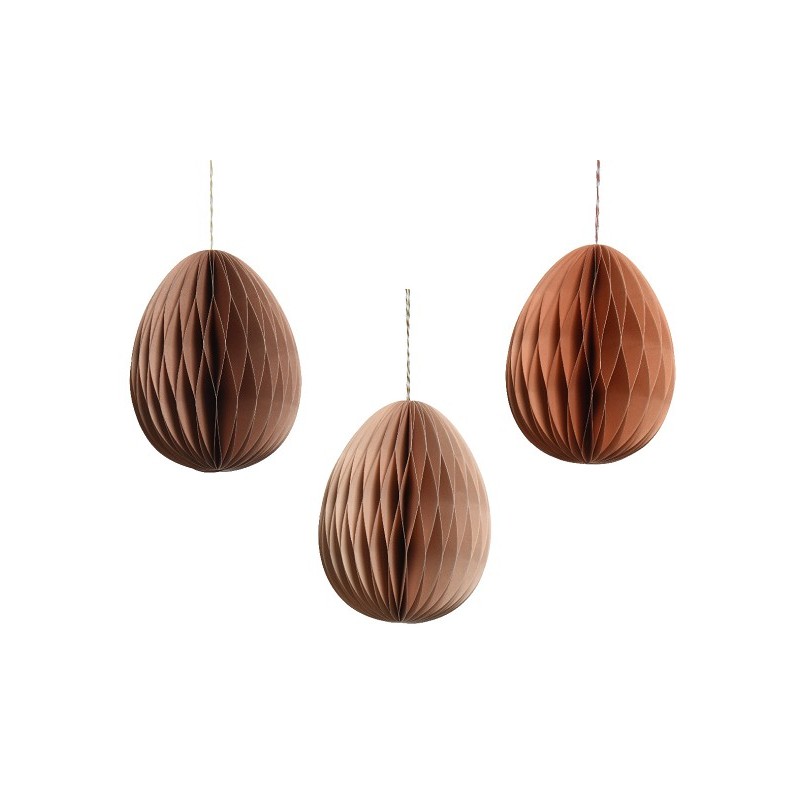 Decoris Decohanger Ei van papier dia9-H12cm- verkrijgbaar in beige, bruin of terra