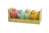Decoris Kip chenille gekleurd L3-B2.8-H4cm doosje a 4 stuks