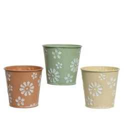 Decoris Pot de fleur zinc dia11-H10,6cm disponible en différentes couleurs pastel
