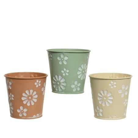 Decoris Pot de fleur zinc dia11-H10,6cm disponible en différentes couleurs pastel
