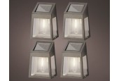 Lumineo Solar wandlamp kunststof grijs- set a 4 stuks-  L6.5-W9.5-H13cm- verpakt in kleurendoos