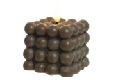 Lumineo LED kaars bubble voor binnen L7.5-W7.5-H7cm grijs  ( exclusief 2x AAA batterij )