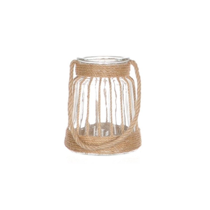 Lantaarn Decora met hengsel Ø15xh17cm naturel
