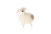 HBX natural living Deco schaap Ballap op houten pootjes 7,5x5xh6cm wit