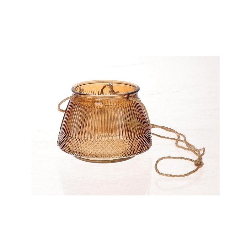 Vase / lanterne suspendu Lines Ø15xh10,5cm marron