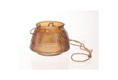 Vase / lanterne suspendu Lines Ø15xh10,5cm marron