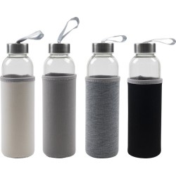 Glazen fles met hoes 500ml Ø6x22cm