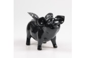 Stoobz Polystone image tirelire cochon avec ailes noir 14x25x15cm