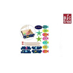 Big Tree jeu de pêche magnétique bois 15 pièces 18cm