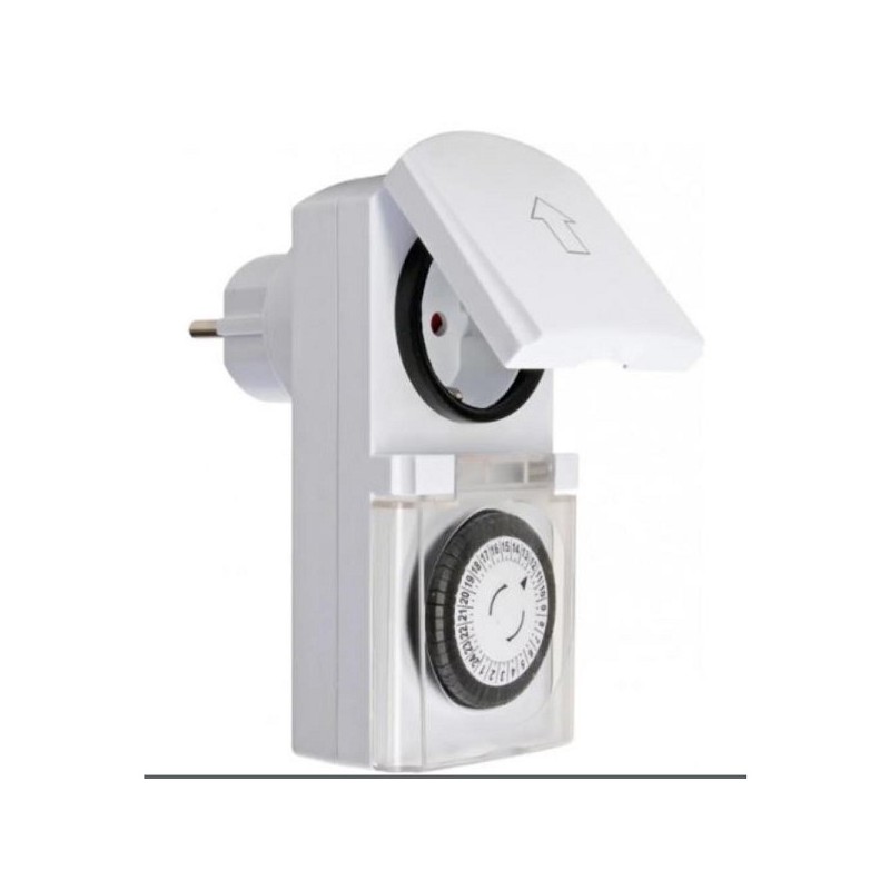 Minuterie 24 heures IP44, résistante aux éclaboussures, adaptée à une utilisation en extérieur