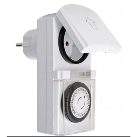 Minuterie 24 heures IP44, résistante aux éclaboussures, adaptée à une utilisation en extérieur