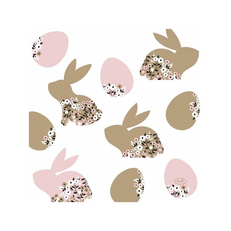 Duni Servetten Blooming Bunnies 33x33cm 3-laags tissue FSC pak a 20 servetten