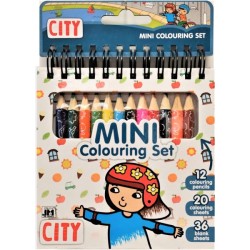 Livre de coloriage Ville 11x14,5cm avec 12 crayons de couleur