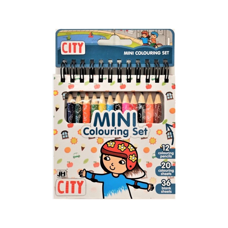 City kleurboekje 11x14,5cm met 12 kleurpotloden