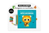 Livre crépitant avec hochet - Animaux joyeux