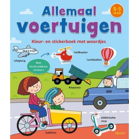 Deltas Livre de coloriage et d'autocollants avec mots - Tous véhicules (3-5 ans)