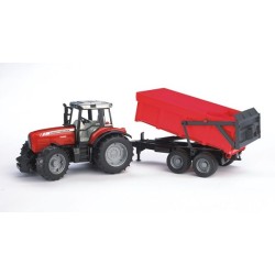 Tracteur Bruder Massey Ferguson rouge 7480 avec remorque