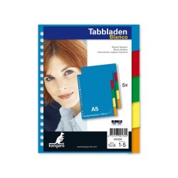 Kangaro Tabblad A5 Blanco PP 120 Micron Assorti 17-gaats 5-delig Kunststof