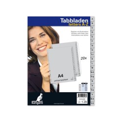 Kangaro Tabblad A4 Letters PP 120 Micron Grijs 23-gaats 20-delig A-Z