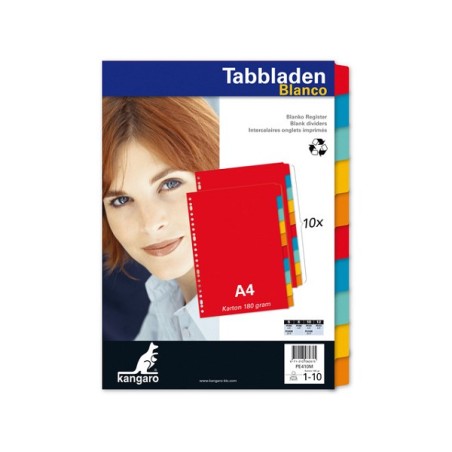 Kangaro Tab feuille A4 carton vierge 180 grammes assortis 23 trous 10 pièces
