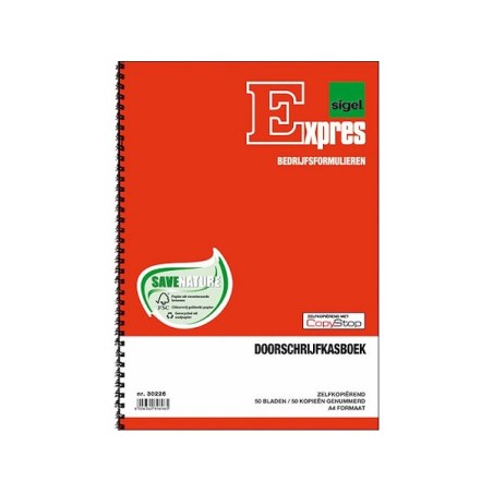 Doorschrijf kasboek A4 2x50bl + spiraal pak a 2 stuks