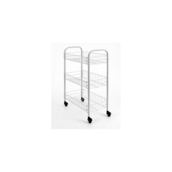 Metaltex chariot de stockage Sienna 3 paniers 41x23x61cm blanc