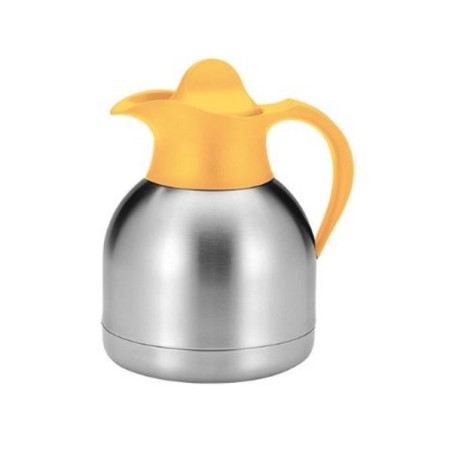 Pichet isotherme inox 1L avec bouchon à vis jaune thermos / bouteille thermos